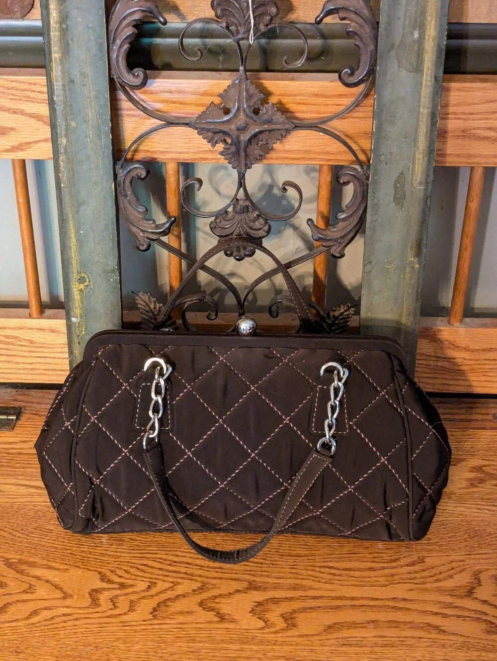 Vera Bradley Classic Espresso Brown Microfiber Satchel Bag